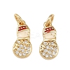 Christmas Brass Micro Pave Cubic Zirconia Enamel Charms KK-L255-19G-07-1