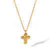Vintage Cross 304 Stainless Steel Rhinestones Pendant Necklaces for Women LS-UH6931-1-1