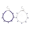 2Pcs 2 Colors 304 Stainless Steel Enamel Blue Evil Eye Tassel Glass Beaded Anklets for Women Men AJEW-AN00754-1