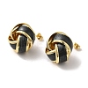 Real 18K Gold Plated Iron Enamel Stud Earrings for Women EJEW-M251-09G-02-1