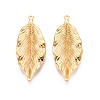 304 Stainless Steel Leaf Pendants STAS-T069-38G-1