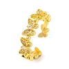 Butterfly Brass Micro Pave Clear Cubic Zirconia Open Cuff Rings for Women RJEW-U003-05G-1
