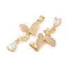 Brass Micro Pave Clear Cubic Zirconia Pendants KK-E068-VC412-3
