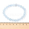 Natural Aquamarine Round Bead Stretch Bracelets for Men Women BJEW-U034-01C-02-5
