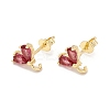 Rack Plating Brass Cubic Zirconia Stud Earrings Findings MAK-I684-10G-05-RS-1