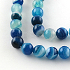 Dyed Natural Striped Agate/Banded Agate Round Bead Strands G-R342-4mm-05-2