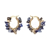 Natural Gemstone Chips Braided Hoop Earrings EJEW-JE04940-4