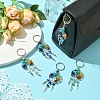 5Pcs 5 Styles Natural & Synthetic Gemstone Chips Tree of Life with Alloy Wings Pendant Keychain KEYC-FZ00022-3