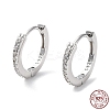 Rhodium Plated 925 Sterling Silver with Clear Cubic Zirconia Hoop Earrings EJEW-K258-11P-1