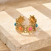 Sun 304 Stainless Stee Enamel Open Cuff Rings RJEW-Q006-02C-G-1