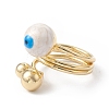 Enamel Round with Evil Eye Finger Rings RJEW-A014-01G-06-2