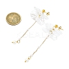 Acrylic Pearl Petal & Shell Pearl Bead Stud Dangle Earrings EJEW-YW00005-5