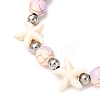 Starfish Synthetic Turquoise Beads & Brass Beads Stretch Bracelets BJEW-JB12417-01-4