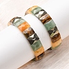 Rectangle Natural Pyrite & Green Aventurine & Tiger Eye & Quartz Crystal Beads Stretch Bracelets for Women Men BJEW-Z149-01I-1