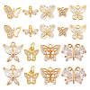 18Pcs 9 Styles Brass Pave Clear Cubic Zirconia Pendants KK-GA0001-30-1