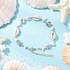 Beach Starfish Turtle Synthetic Magnesite & Natural Cowrie Shell Beaded Anklets AJEW-AN00687-03-1