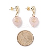 5 Pair 5 Style Natural Rose Quartz Heart Dangle Stud Earrings EJEW-JE05083-3