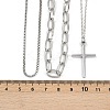 304 Stainless Steel Cross Pendant 3 Layer Necklaces for Women LS-NJEW-F343-02P-8