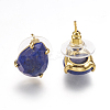 Natural Lapis Lazuli Stud Earrings X-EJEW-L196-03D-2