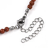 Synthetic Goldstone 4.5mm Round Beaded Flower Pendant Necklaces NJEW-T016-04J-6