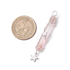 3Pcs 3 Styles Electroplated Natural Quartz Crystal Pointed Copper Wire Wrapped Pendants PALLOY-JF03767-05-5