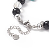 Natural & Synthetic Mixed Stone Beaded Bracelet with Cross Charm BJEW-TA00184-03-3