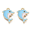 Light Gold Plated Alloy Enamel Pendants ENAM-T009-55A-RS-2