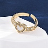 Brass Micro Pave Cubic Zirconia Shell Cuff Rings KK-D363-24B-G-1