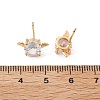 Bat Brass Micro Pave Clear Cubic Zirconia Stud Earrings for Women EJEW-G428-14G-5