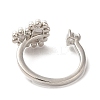 Cubic Zirconia Heart Open Cuff Ring with ABS Plastic Pearl Beaded RJEW-M148-05P-2