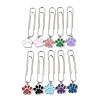 Dog Paw Print Alloy Enamel Pendant Bookmarks AJEW-JK00304-1