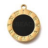 304 Stainless Steel Roman Numbers Flat Round Charms STAS-Q348-24G-1