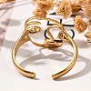 Hollow Human Face 304 Stainless Steel Open Cuff Rings for Women LS-RJEW-M046-03G-5