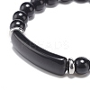 Natural Obsidian Beaded Stretch Bracelet BJEW-JB08879-02-4