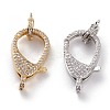 Brass Micro Pave Clear Cubic Zirconia Lobster Claw Clasps KK-C100-43G-1