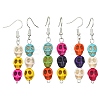 Dyed Synthetic Turquoise Dangle Earrings EJEW-JE05376-01-1