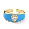 Heart Clear Cubic Zirconia Wide Band Ring for Girl Women ZIRC-C025-48G-2