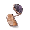 Natural Citrine & Amethyst Irregular Nugget Open Cuff Ring RJEW-I082-08R-02-2