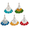 5Pcs 5 Colors Brass Enamel Shell Shape Charms KK-BC0015-42P-1
