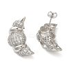 Croissant Rack Plating Brass Micro Pave Cubic Zirconia Stud Earrings for Women EJEW-O001-05P-2