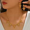 Vintage Brass Micro Pave Cubic Zirconia Triangle Pendant Necklace & Dangle Earring Set for Women SS2880-4