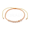 Adjustable Natural Sunstone & Seed Braided Bead Bracelets BJEW-JB10181-02-1