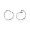 Brass Micro Pave Clear Cubic Zirconia Ring Hoop Earrings EJEW-T048-38P-1