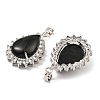 Natural Obsidian & Rhinestone Pendants G-K338-31P-10-2