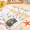5Pcs 5 Colors Summer Natural Cowrie Shell Pendant Necklaces NJEW-CY0001-04-3