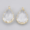 Brass Glass Pendants KK-T035-50-2