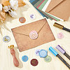Brass Wax Seal Stamp with Wood Handle AJEW-WH0412-0261-4