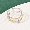 304 Stainless Steel Double Color Cuff Rings RJEW-S635-01GP-03-3