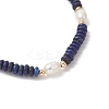 Natural Lapis Lazuli & Cultured Freshwater Pearl Beads Beaded Stretch Bracelets for Women BJEW-JB13322-01-4
