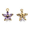Brass Inlaid Purple Cubic Zirconia Charms LS-KK-Q669-28U-01-1